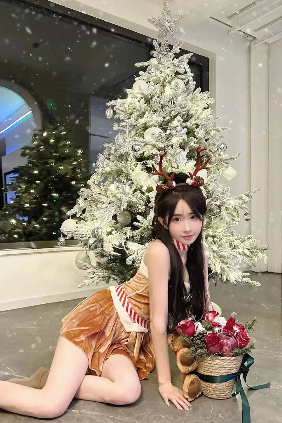 Christmas Cosplay Costume Sexy Reindeer Rudolph Xmas Party Performance Photoshooting Tempting Uniform Hot Seductive Pure Desire