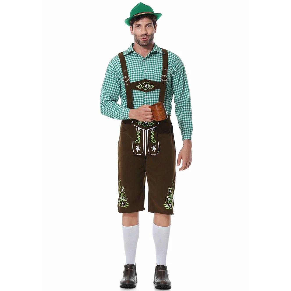 Men Oktoberfest Costume German Oktoberfest Pubs Bartender Outfit Beer Man Costumes  Lederhosen Bavarian Octoberfest