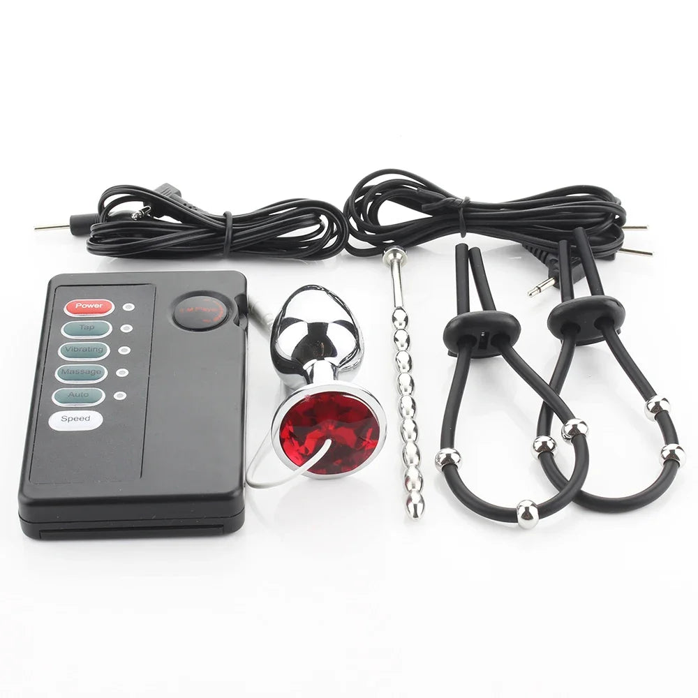 Electric Shock Penis Stimulator Ring Anal Sex Toys For Men Electric Shock Medical Themed Ring Toys Accessories Urethral Plug