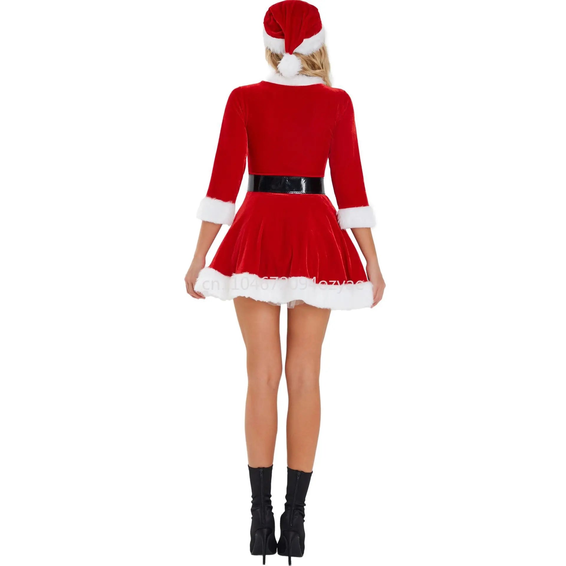 S-XXL Round-neck Adult Women's Sexy Christmas Stage Performance Costume Cosplay Christmas Uniform Set