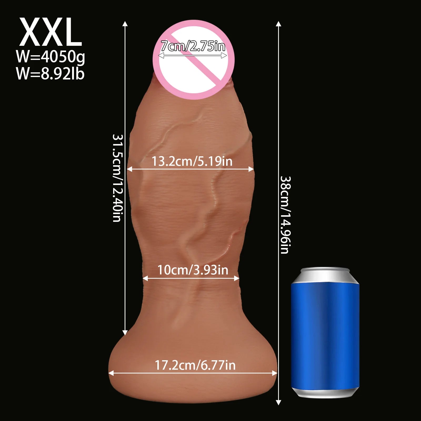 XXL Giant Realistic Dildo Anal Plug 13.2CM Super Thick Soft Silicone Huge Butt Plug Anal Dilator with Suction Cup Adult Sex Toys