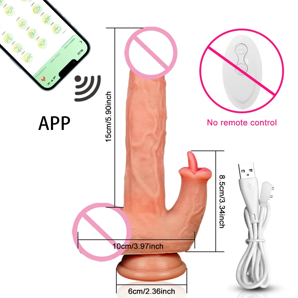 Thrusting Realistic Dildo for Women Big Penis Sex Toys Heating Cock Remote Control Telescopic Vibrators Anal Female Stimulator