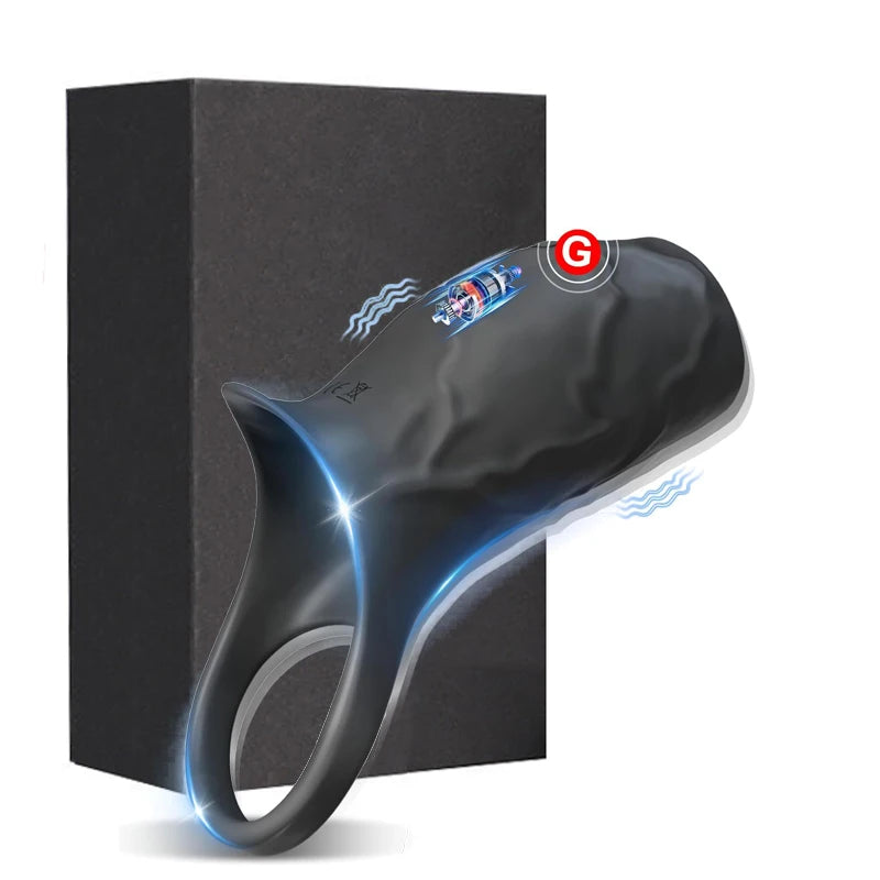 Vibrator Penis Sleeve Cock Ring Ejaculation Extender for Penis Testicles G Spot Stimulation Couples Adult Sex Toys for Men Women