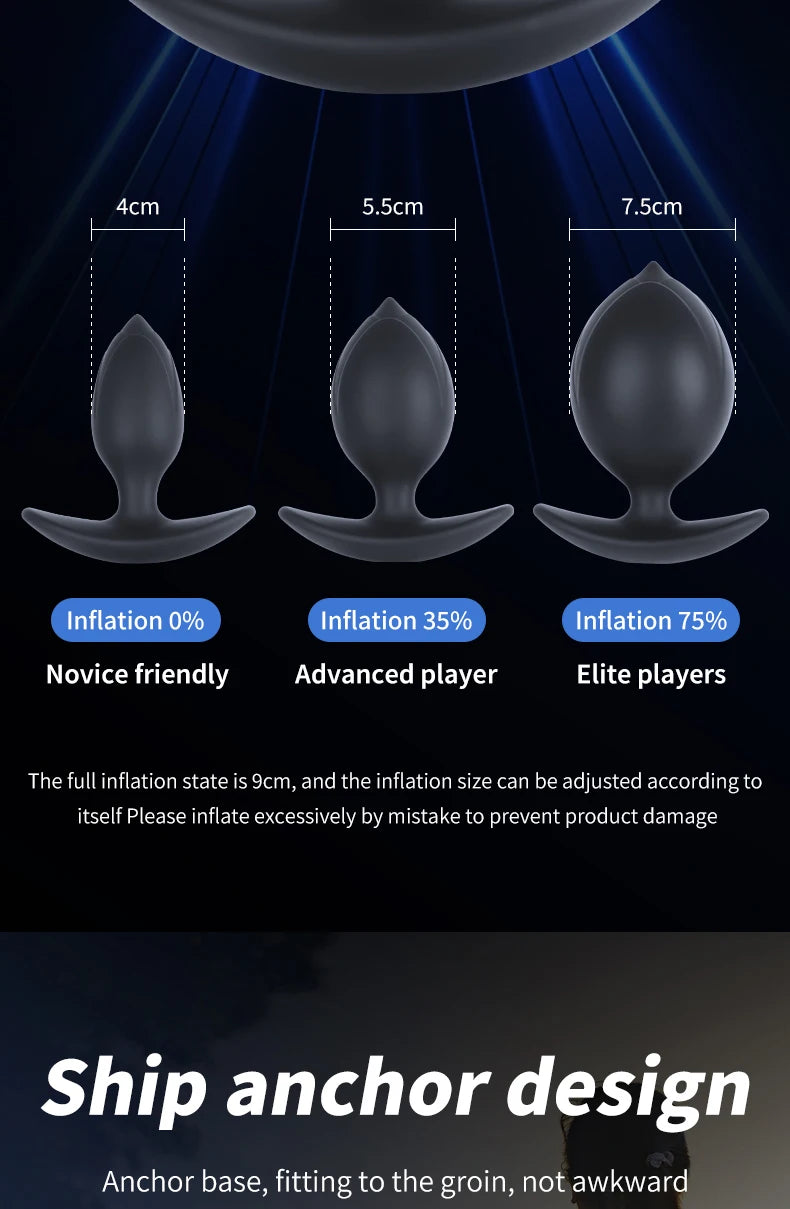 Expand Inflatable Anal Plug with Magneticsuction Valve Stretch Anal Trainer Stimulation Inflatable Anal Butt Plug BDSM for Men