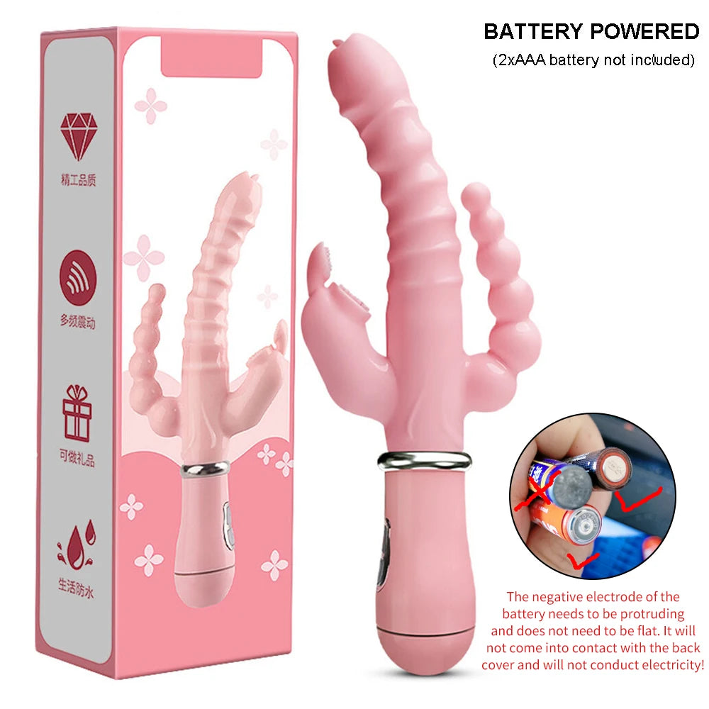 3 in 1 Vibrators for Women 12 Mode Vibrating Anal Tongue Licking Clitoris Stimulator G spot Massager Erotic Sex Toys for Women