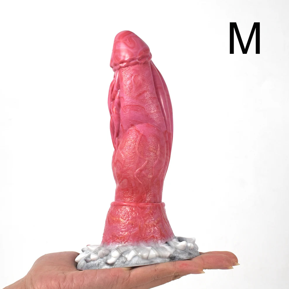 FAAK Luminous Dragon Dildo With Suction Cup Knot Dog Penis Size S M L Female Masturbator Glowing In Dark Silicone Sex Toys