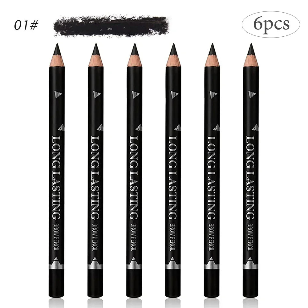 6/12Pcs Eye Brow Pencil Waterproof Professional Women Eye Makeup Pen Easy Color Natural Black Cosmetic Beauty Eyebrow Tool
