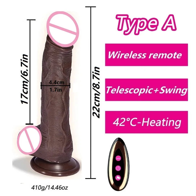 Thrusting Dildo Vibrator Sex Toy Black Realistic Vibrating Dildos G-spot Anal Stimulation Vibrating Dildo for Women Masturbation