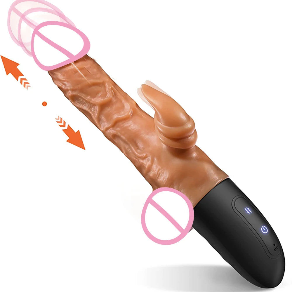 Realistic Dildo Vibrator for Women Thrusting Penis G Spot Clitoral Stimulation Telescopic Dick Handheld Adult Sex Toys Couples