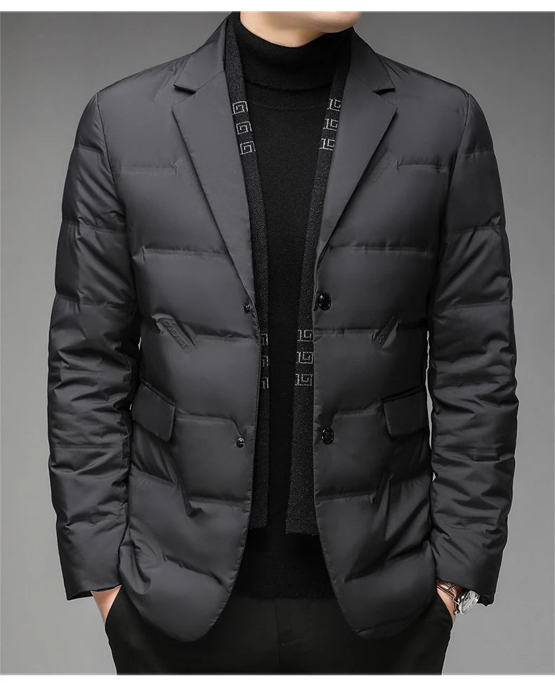 Men's Winter Fashion High-Quality down Jacket 90% White Duck down Warm Coat with Removable Scarf Suit Collar M-4XL Sizes