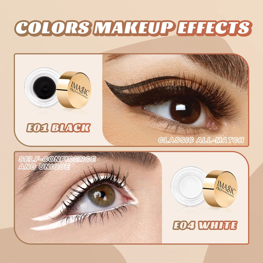 IMAGIC Eyeliner Waterproof Eyeliner Gel Makeup Cosmetic Gel Eye Liner With Brush 24 Hours Long-lasting  Eye Liner Kit