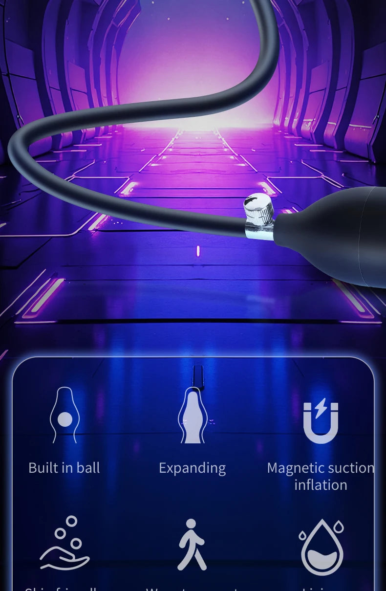 Expand Inflatable Anal Plug with Magneticsuction Valve Stretch Anal Trainer Stimulation Inflatable Anal Butt Plug BDSM for Men