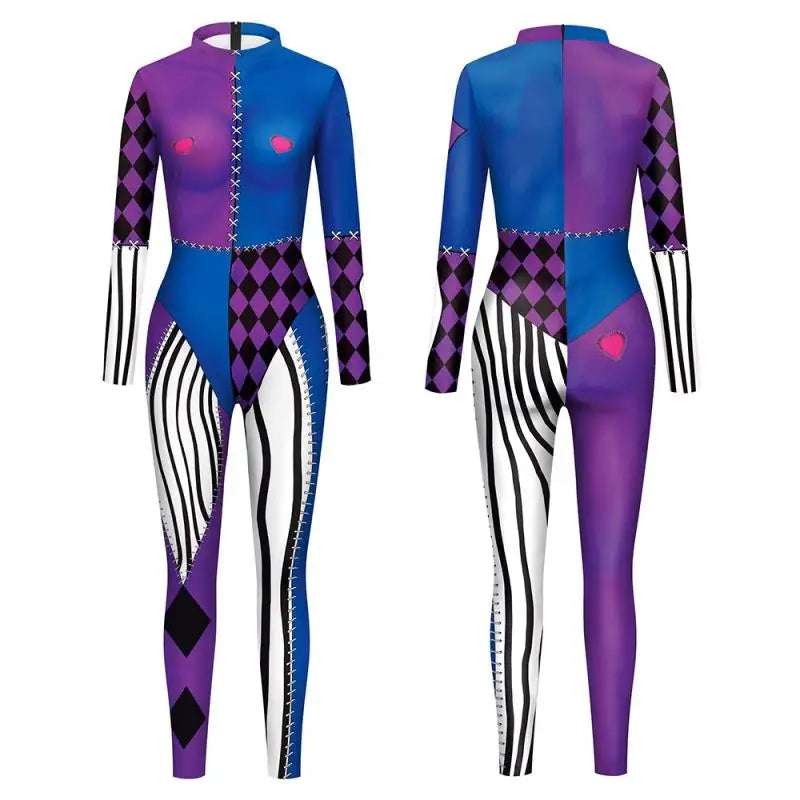 [You're My Secret] Clown Women Cosplay Costume Halloween Dress Up Matching Set Carnival Party Dress Leggings Cool Bodysuit