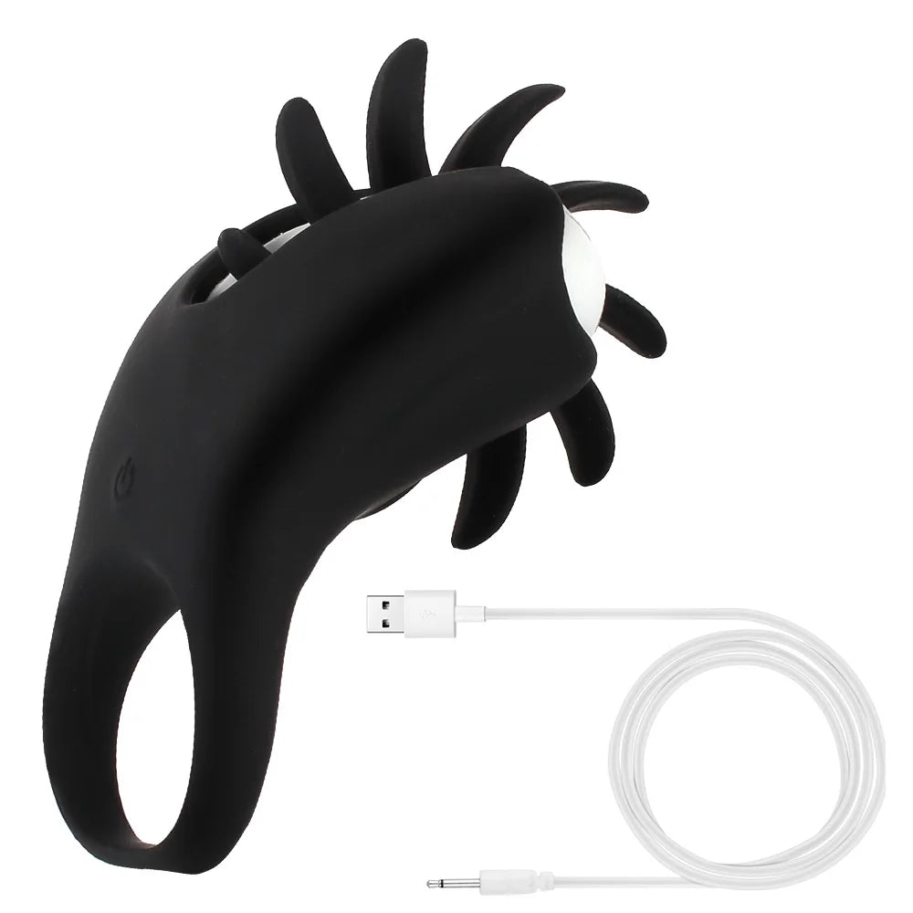 Sex Toys for Men Couple Vagina Clitoris Stimulate Tongue Licking Delay Ejaculation Cock Ring Vibrator Penis Ring