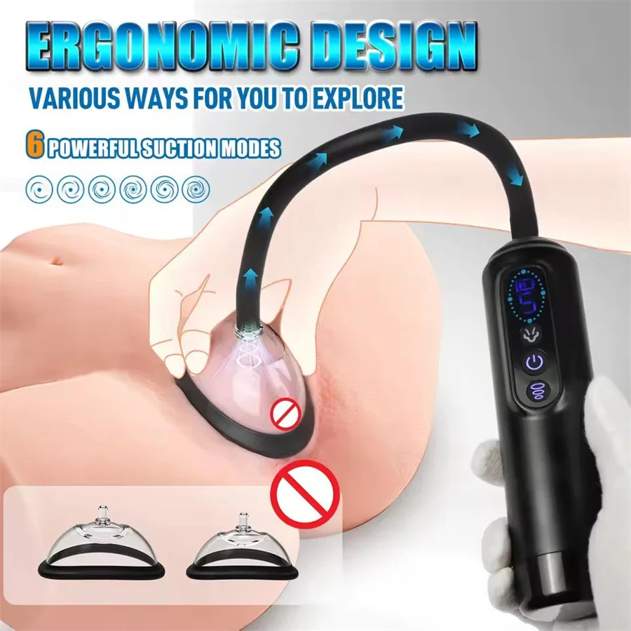 Pussy Pump Vibrator BDSM Electric Vacuum Sucking Vagina Sex Pump 6 Suction Clit Nipple Sucker Vibrator Sex Toy For Women