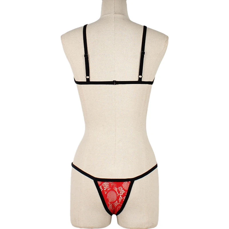 Erotic Lingerie Sets For Women Lace Garters Transparent Bra And Panty Set Female Porno Costumes Deep V Halter Sexy Underwear Set