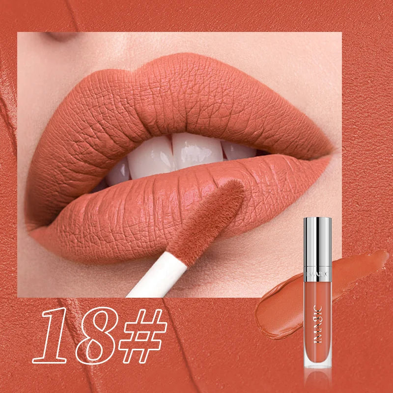 IMAGIC Natural Matte Lipgloss Stainless Steel Cup Waterproof Long-Lasting Lip Makeup Beauty 8ml NO.LP-221