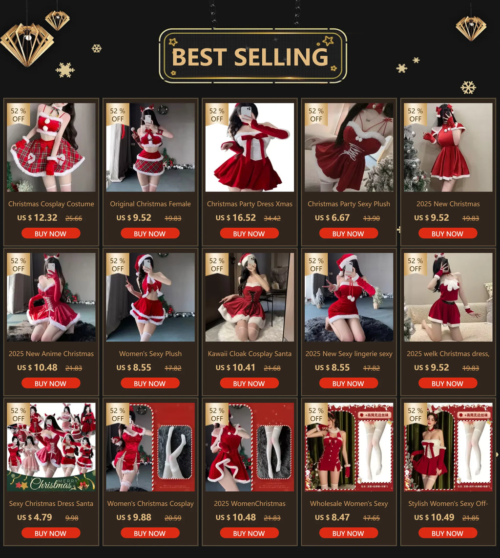 Sexy Christmas Dress Santa Claus Series Costume Xmas Party Girl Red Dress Cloak Rope Unifrom Sexy Pajamas Club Party Cosplay
