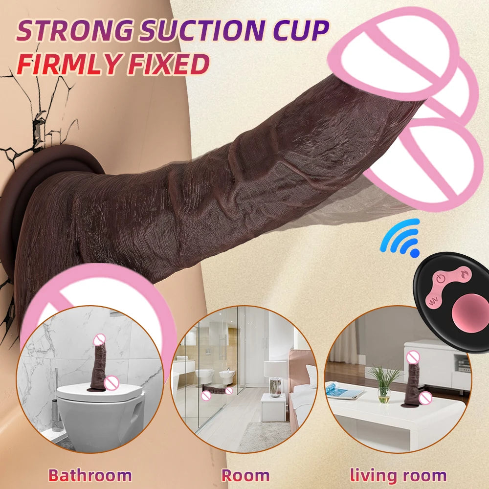 Telescopic Vibrator Dildo Heating Realistic Big Penis Female Vagina Massager Anal Plug Masturbator Sexy Adult Sex Toys For Women