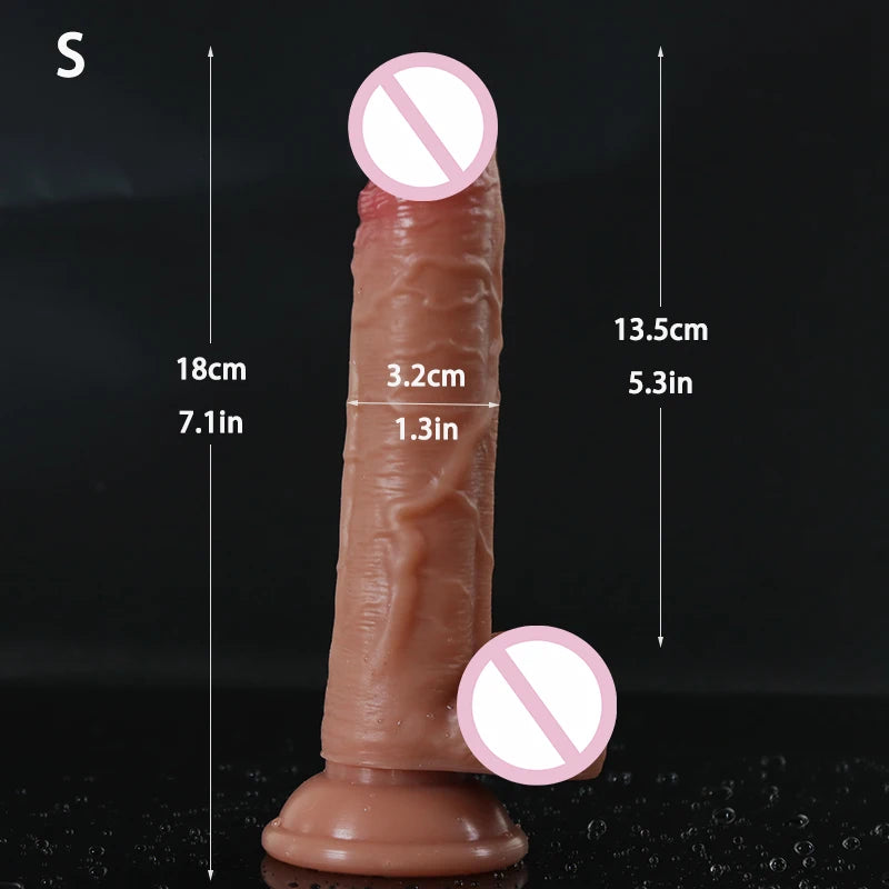 Realistic Silicone Big Dildos Fake Long Dick Penis Soft Double Layer Butt Plug Adult Sex Toys For Woman Men Vagina Anal Massage