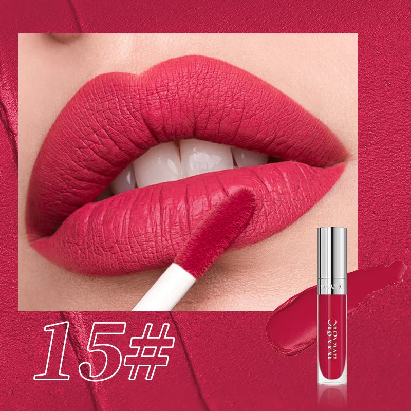 IMAGIC Natural Matte Lipgloss Stainless Steel Cup Waterproof Long-Lasting Lip Makeup Beauty 8ml NO.LP-221