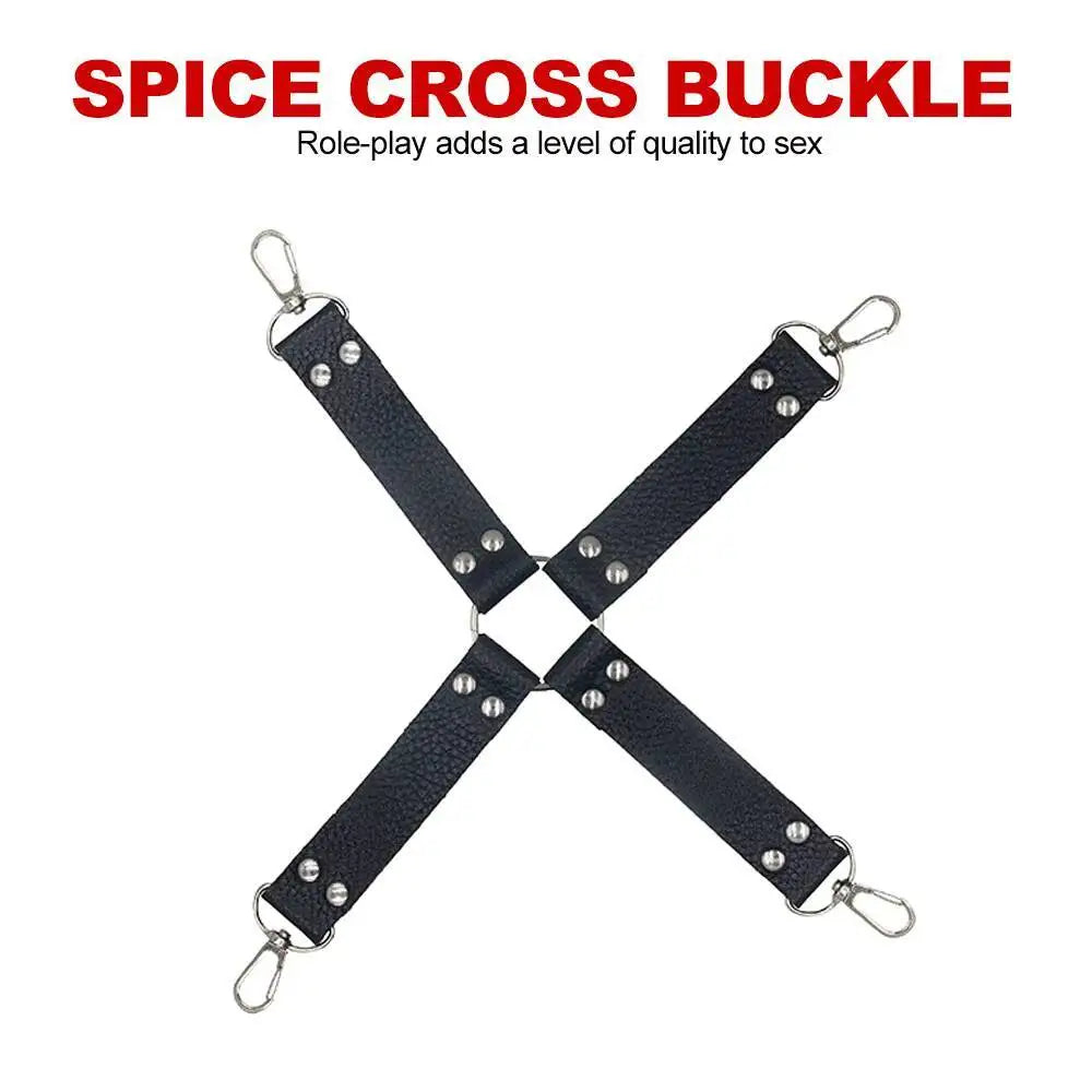 Hot 10Pcs/Set Toys Woman PU Leather SM Bondage Set Hand Cuffs Footcuff Whip Rope Blindfold Erotic Sex Toy For Couple