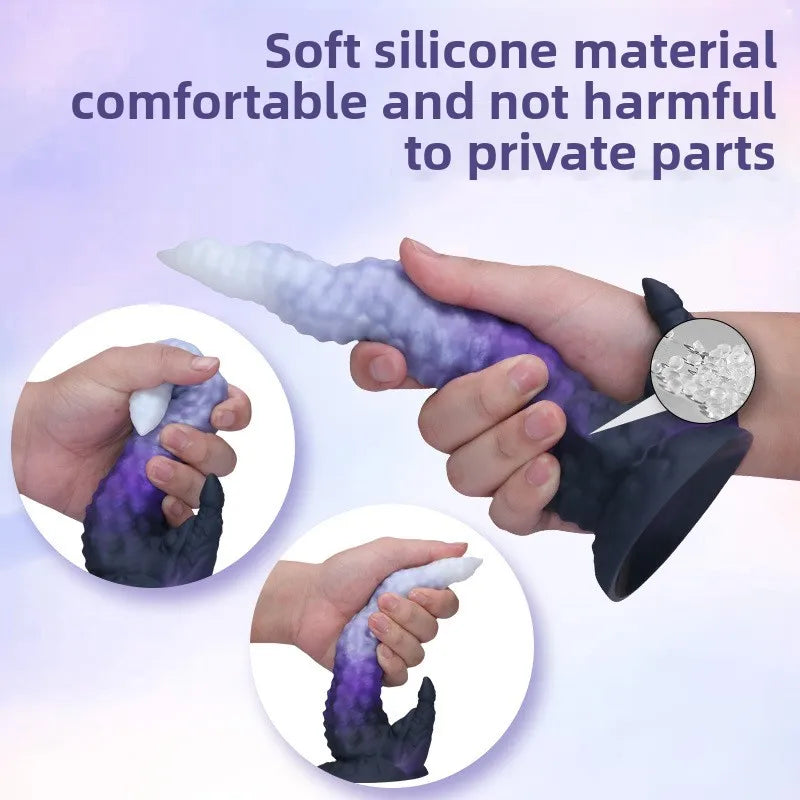 One-Horned Dragon Giant Dildo for Women Male Masturbator Dual-Purpose Anal Plug Adult Sex Toy with Backyard Theme