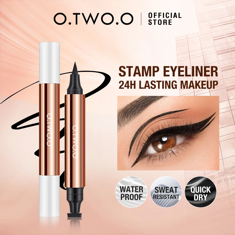 O.TWO.O Eyeliner Pencil Liquid Eye Liner Waterproof Smudge Proof Quick Drying 12 Hour Wear Ultra Fine Black Eyeliner for Arrows