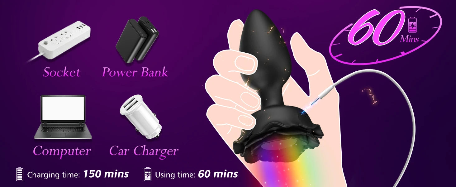 LED Colorful Light Anal Plug Vibrator Butt Plug for Women Men Prostate Massager Wireless Remote Control Buttplug Adults Sex Toys