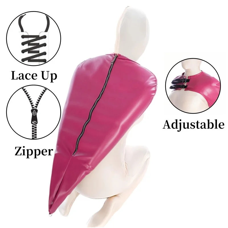 Erotic Restraint Lingerie Set with Unisex Upper Body Bondage Harness Single Glove Hood Mask for Couple BDSM Play Costume