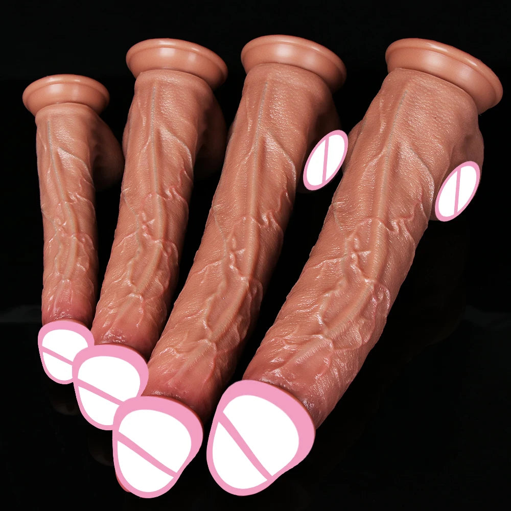 Realistic Long Dildo Brown Anal Plug with Suction Cup Big Penis Butt Plug Long Dick Sex Toys for Women Men Phallus Anal Dilator