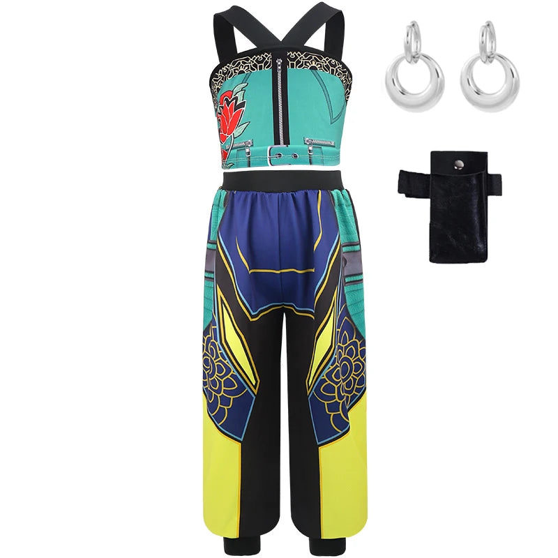 Kpop Demon Hunter Costume Rumi Halloween Cosplay Hot Girls Show Costume Black Shiny Set Halloween Girls Anime  clothing