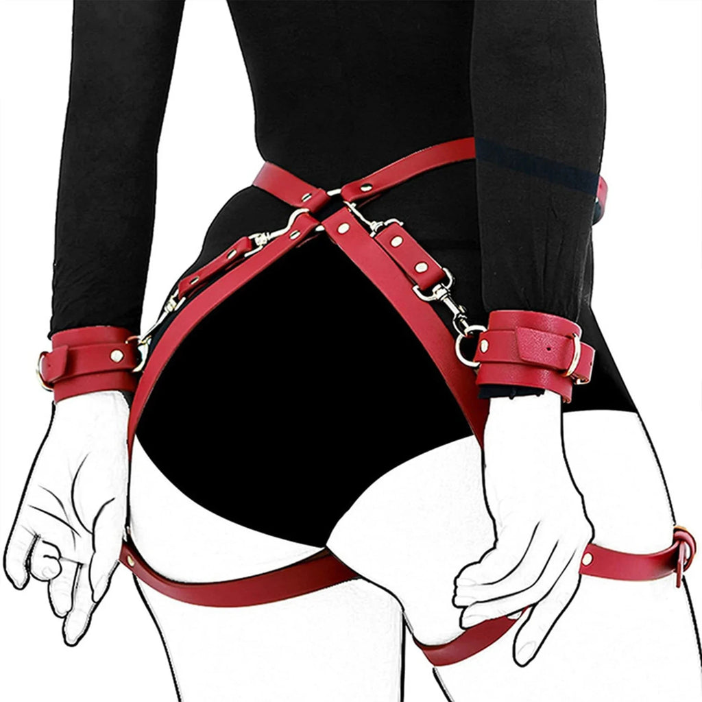 Handcuffs Sex Toys Games For Couples Leather BDSM Kit Body Harness Cuffs Bondage Straps Erotic Adult Sex Toys for Party Sexy