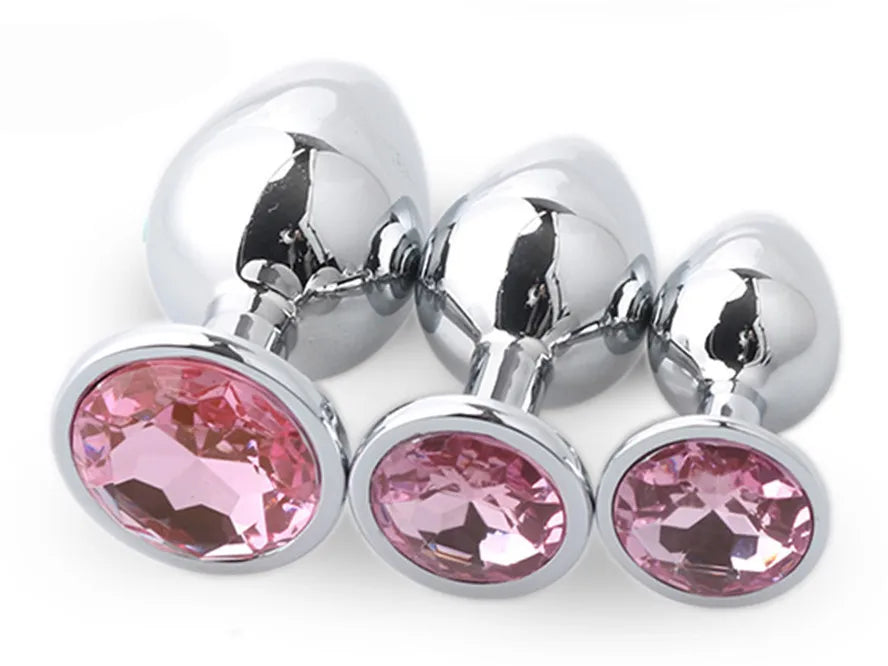Anal Plugs Men Women Heart 3 Sizes Stainless Steel Crystal Removable Butt Plug Stimulator Anal Sex Toys Prostate Massager Dildo