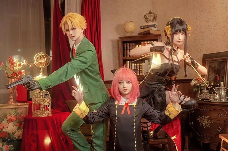 Anime Spy X Family Cosplay Costume Yor Forger Sexy Dress Loid Forger Light Green Suit Anya Kawaii Outfit Carnival Party Wig COS