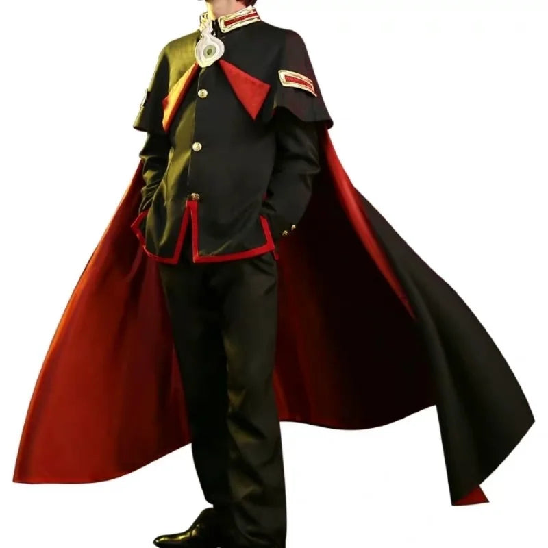 Hanako Cosplay Costume Anime Toilet-Bound Hanako-Kun Cos Clothes Cool Outfit Uniform Hat Black Wig Cape for Carnival Party