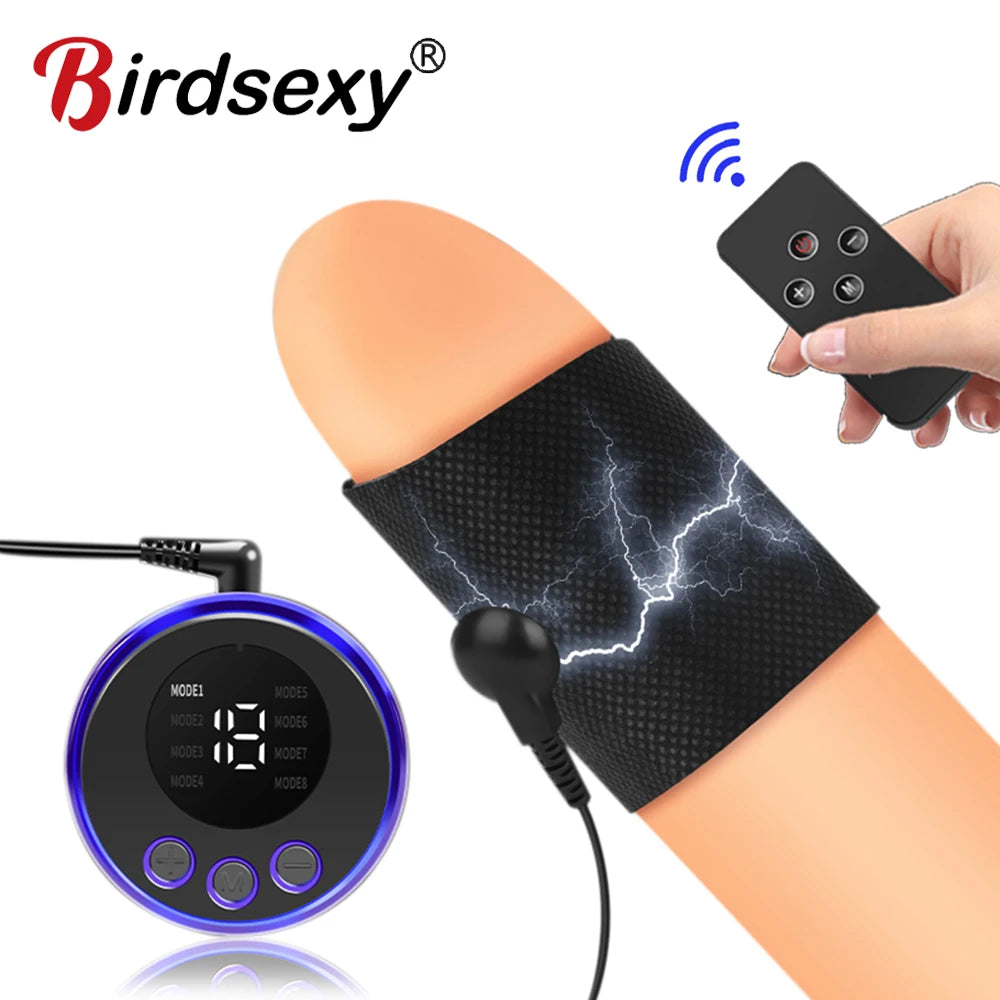 Electro Penis Sleeve Vibrator For Men Penis Cock Ring Masturbation Conductive Enlargement Stimulator Massage Sex Toys For Men