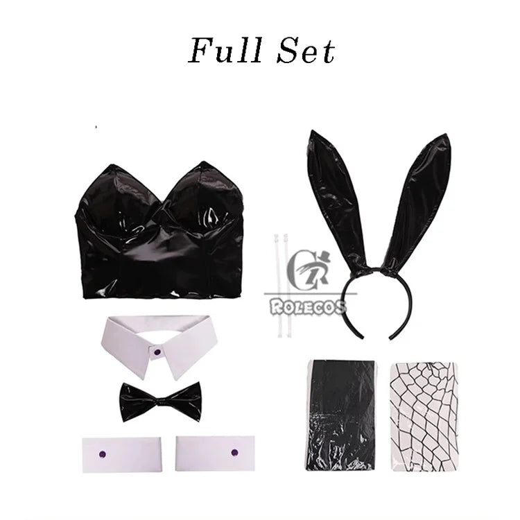 ROLECOS Game Red Black Bunny Suit Women Elastic Leather Fabric Sexy Cosplay Suit Halloween Christmas Jumpsuits