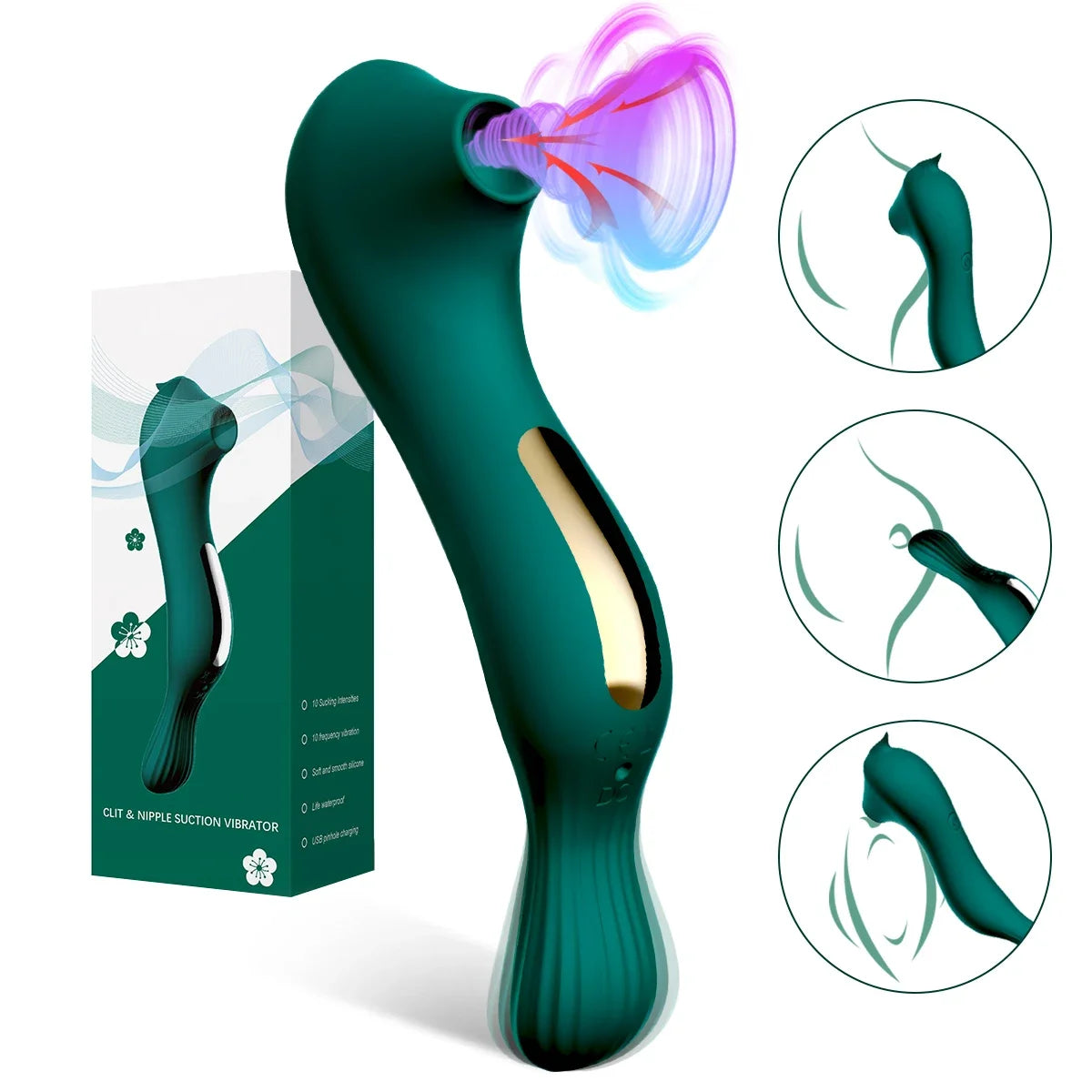 Vibrating Dildo 2 IN 1 Powerful Mode Female Sucking Vibrator Vagina Massager G-Spot Clitoris Nipple Stimulator Sex Toy for Women