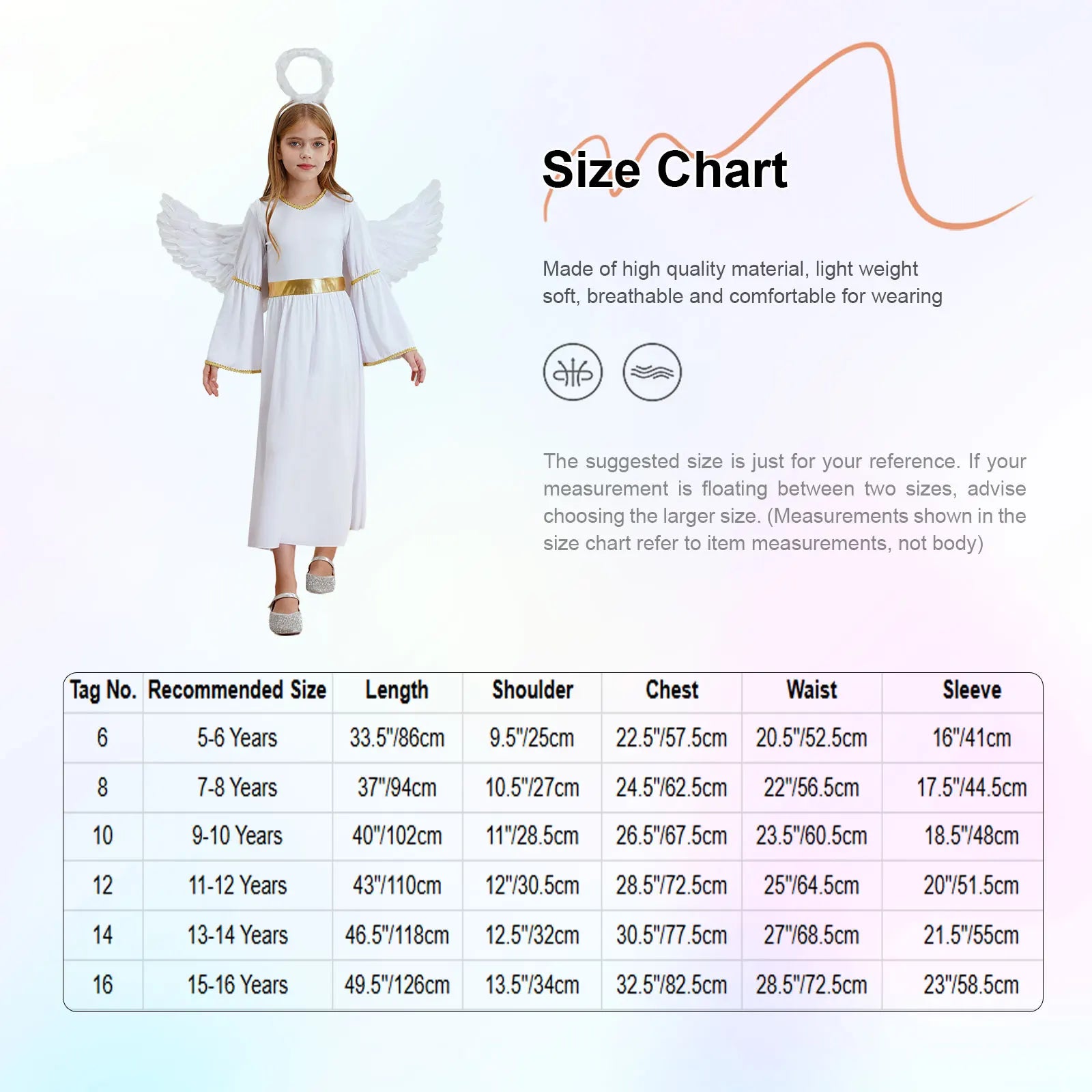 Girls White Angel Costume Halloween Party Long Bell Sleeve Maxi Dress Gown with Wings Set for Performance Church Dress Up