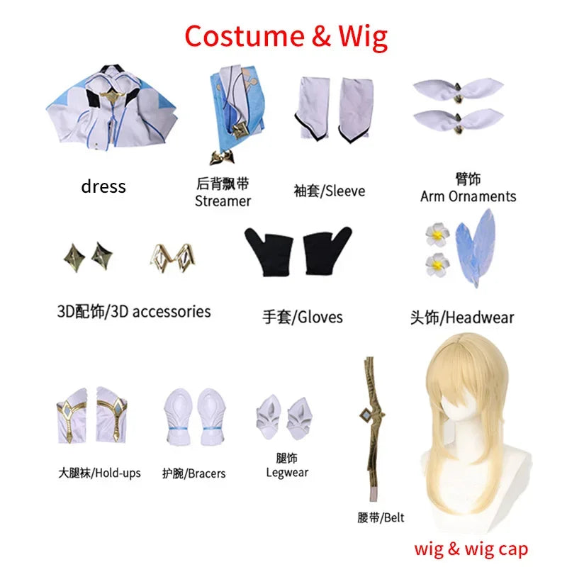 High Qualiy Lumine Cosplay Costume Wig Hair Game Impact Character Traveler for Women Cosplay Anime Events Role Play Dress