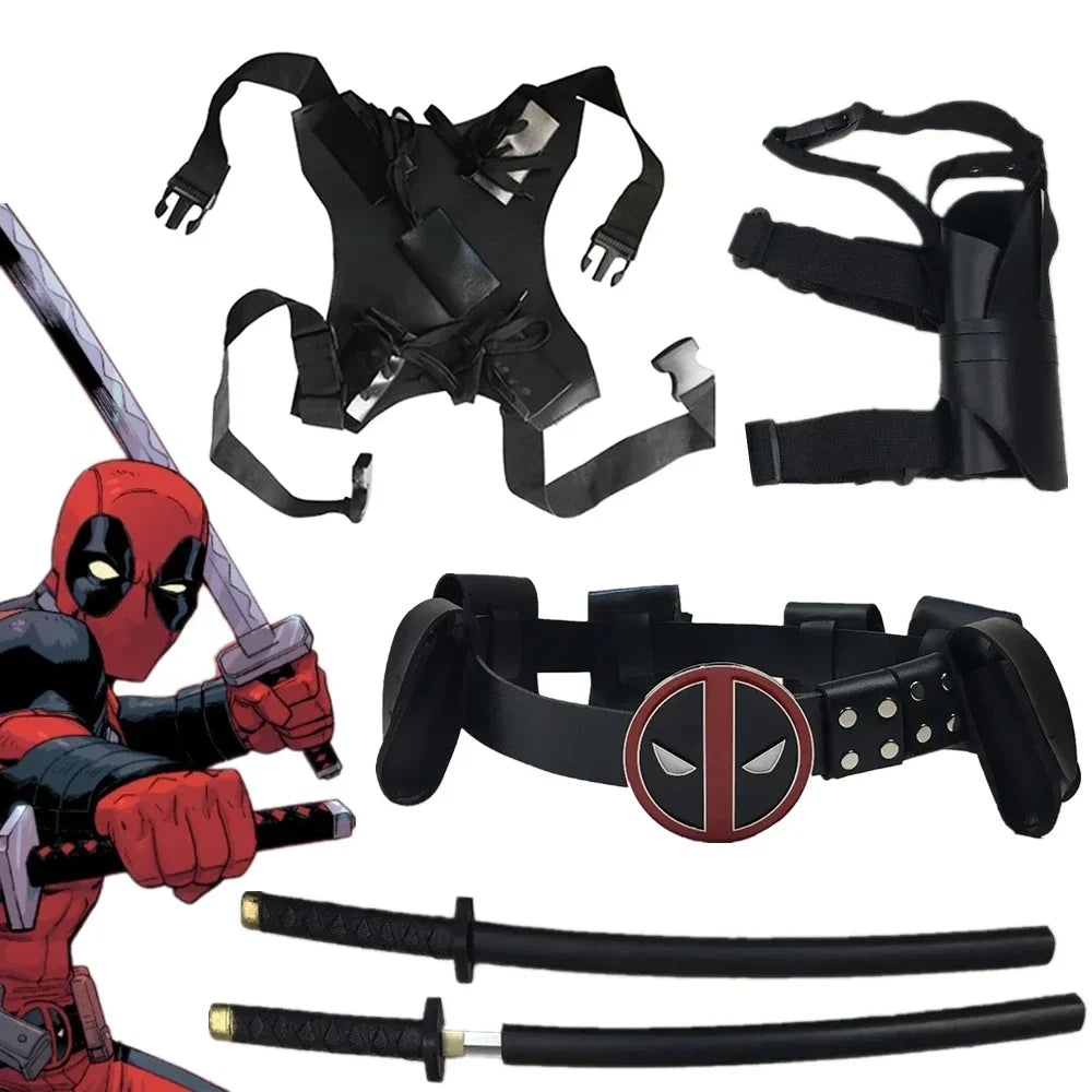 Deadpool Costume Accessories Belt Swords Blades Pistol Holster Superhero Cosplay Props Toys Wade Wilson Role Play