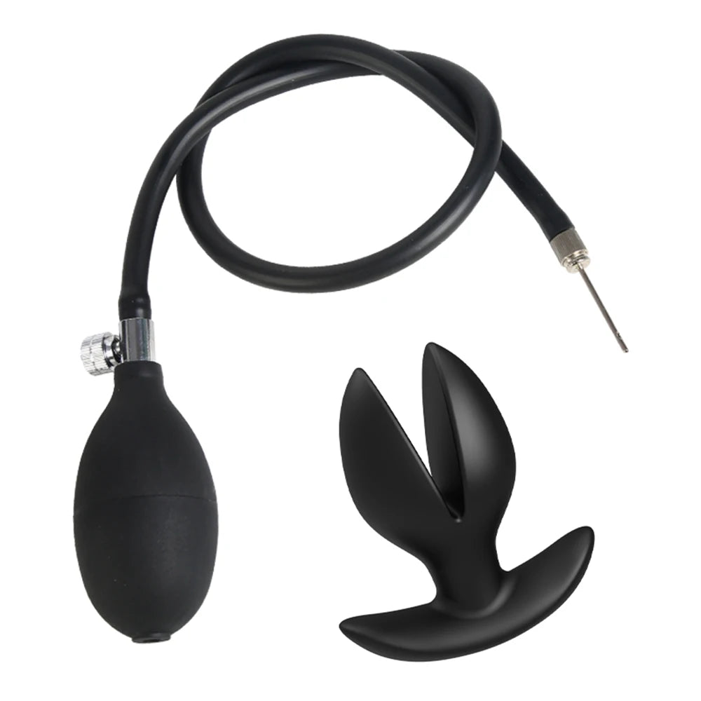 Inflatable Anal Plug Flower-Shape Detachable Women Butt Plug for Outdoor Wear, Anus Dilator Expander, Prostate Massager for Men