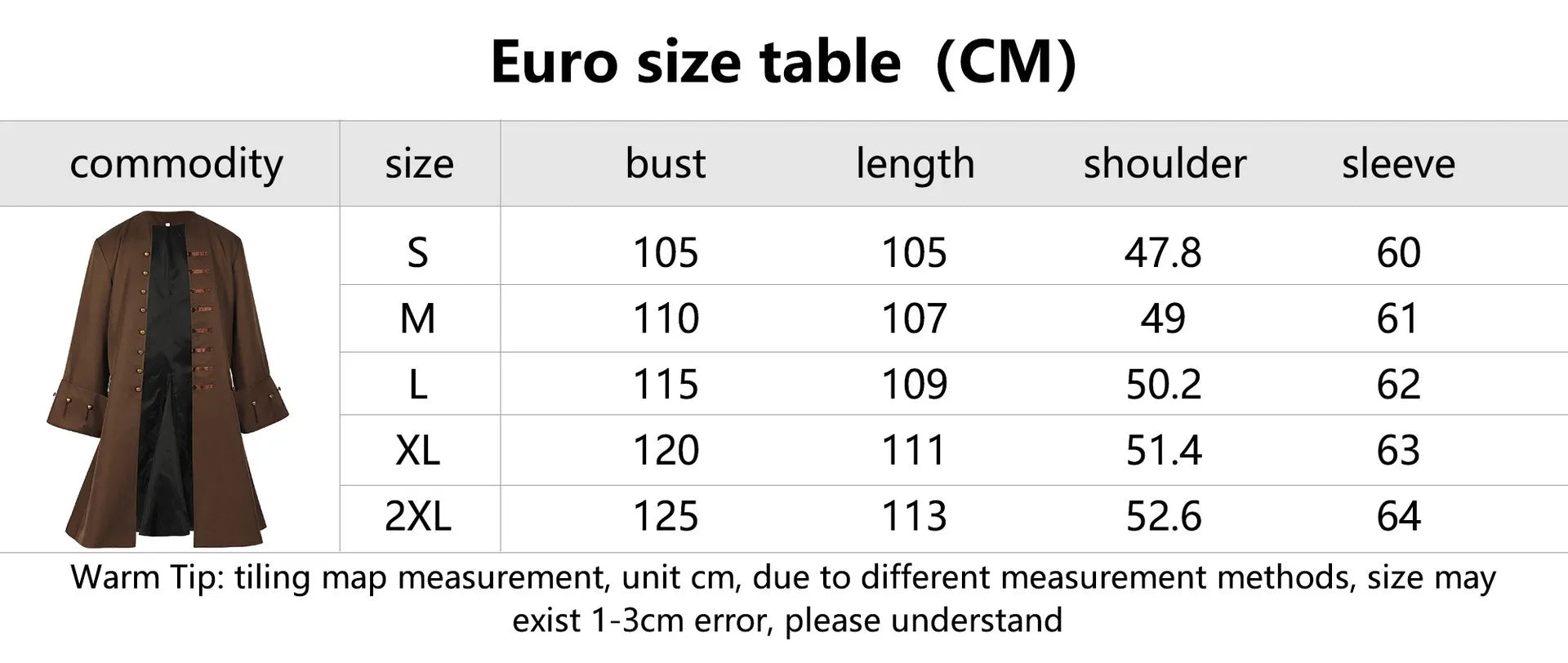 Halloween Caribbean Pirate Jacket Renaissance Overcoat Medieval Jacketcoats Pirate Captain Costume Stage Role-playing Costume