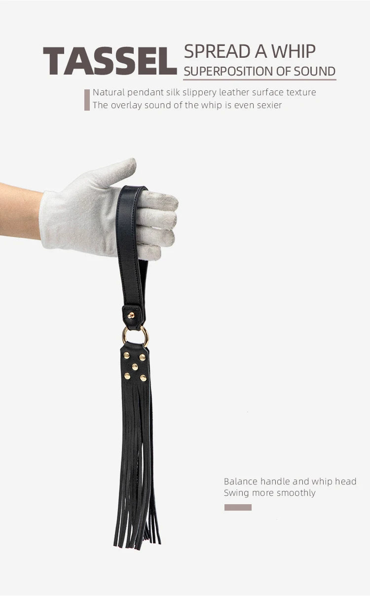 Erotic Bed Bondage Kits Slave Restraint Bondage Set Genuine leather Collar Mouth Gag Whips Handcuffs Adult Sex Toys For Couples