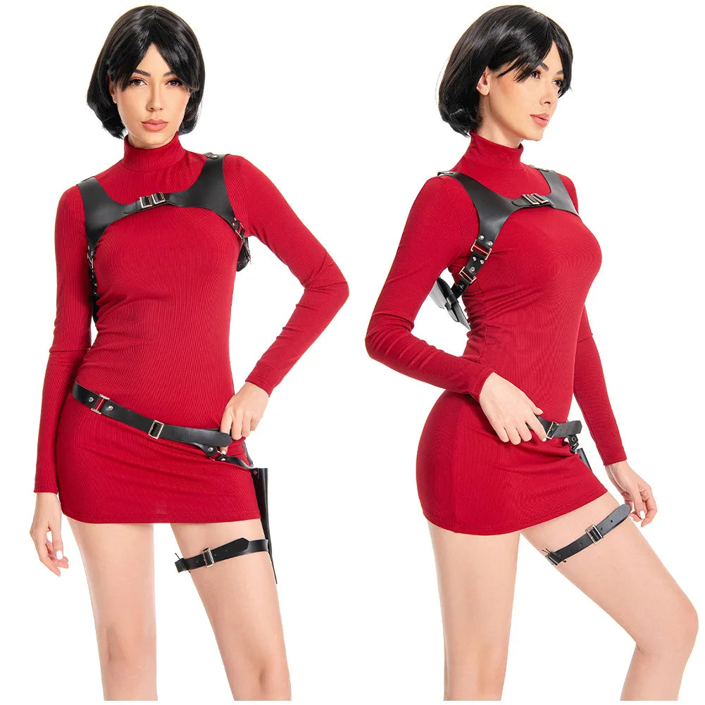 Female Ada Cosplay Wong Costume Dress Belt Roleplay Outfits Fantasia Halloween Carnival Disguise Suit For Adult Women Girls