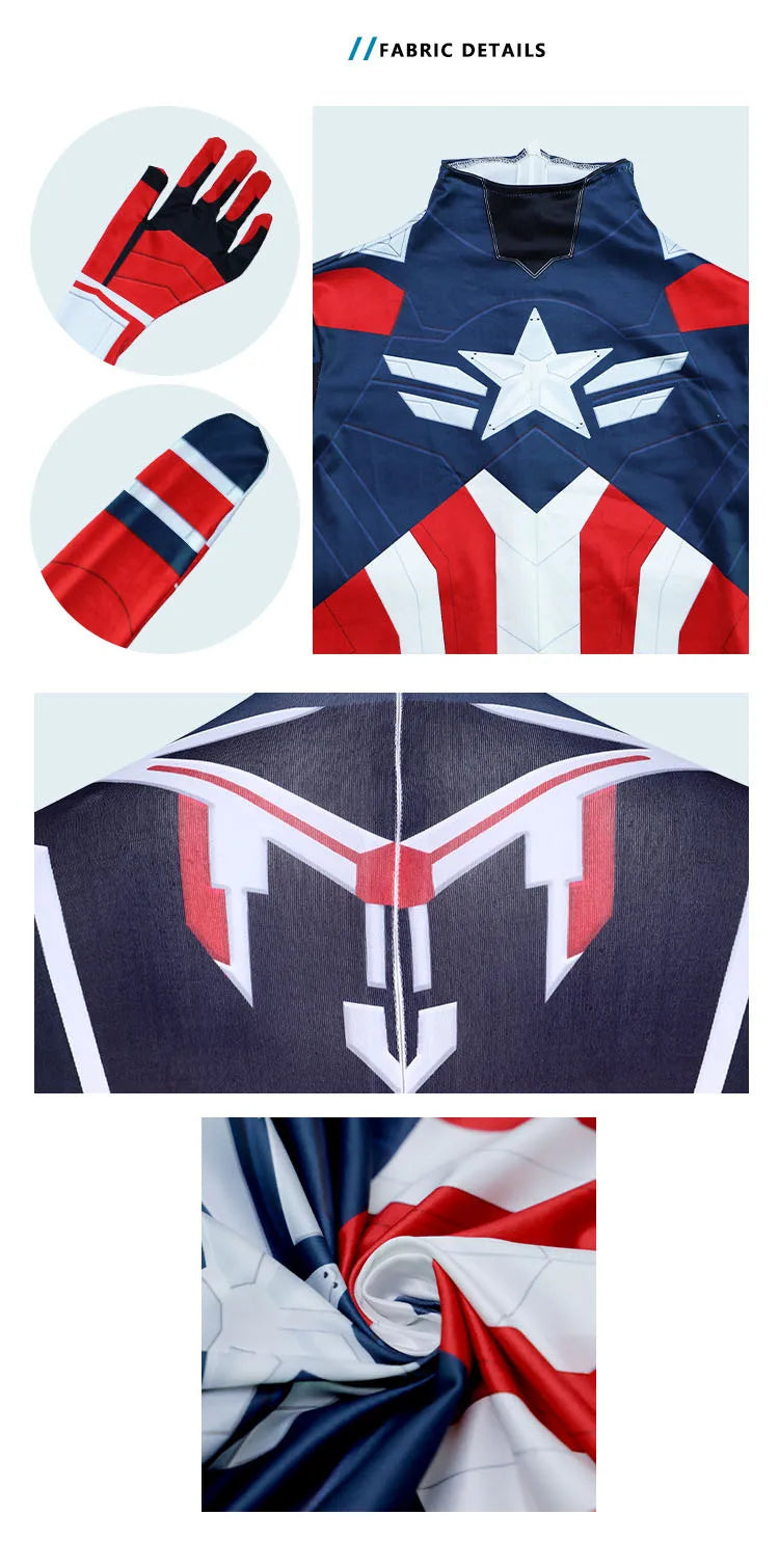 New Captain America 4 Cosplay Kid Adults Jumpsuit Superhero Clothing Creative Party Halloween Carnival Party Suit