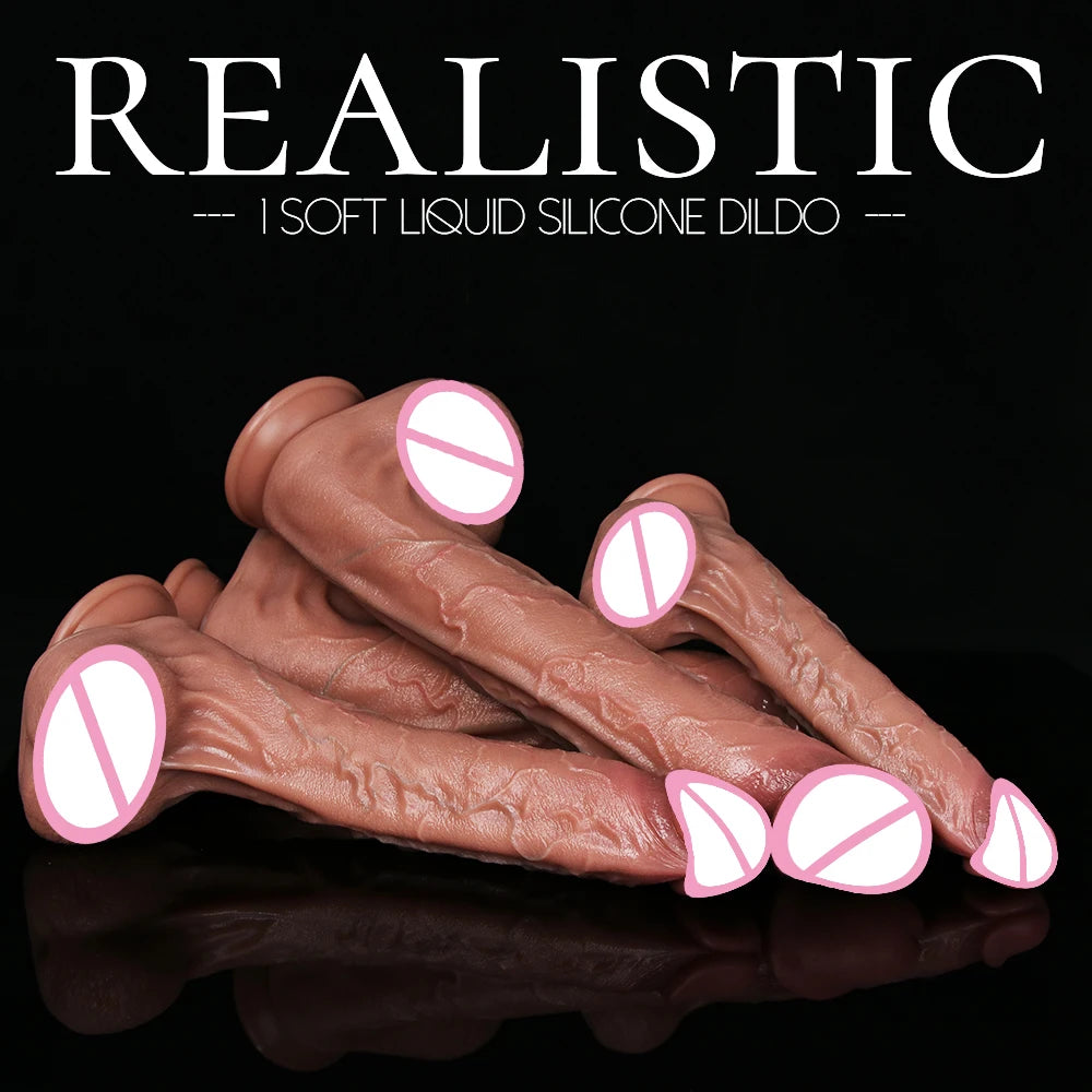 Realistic Long Dildo Brown Anal Plug with Suction Cup Big Penis Butt Plug Long Dick Sex Toys for Women Men Phallus Anal Dilator