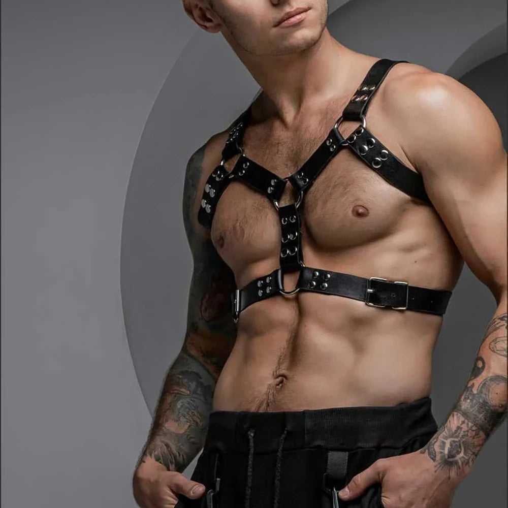 Men Harness Pu Leather Chest Harness Body Bondage lingerie Adult Sex Belt Erotic Costume Accessorie Fetish Gay Adjustable Sexual