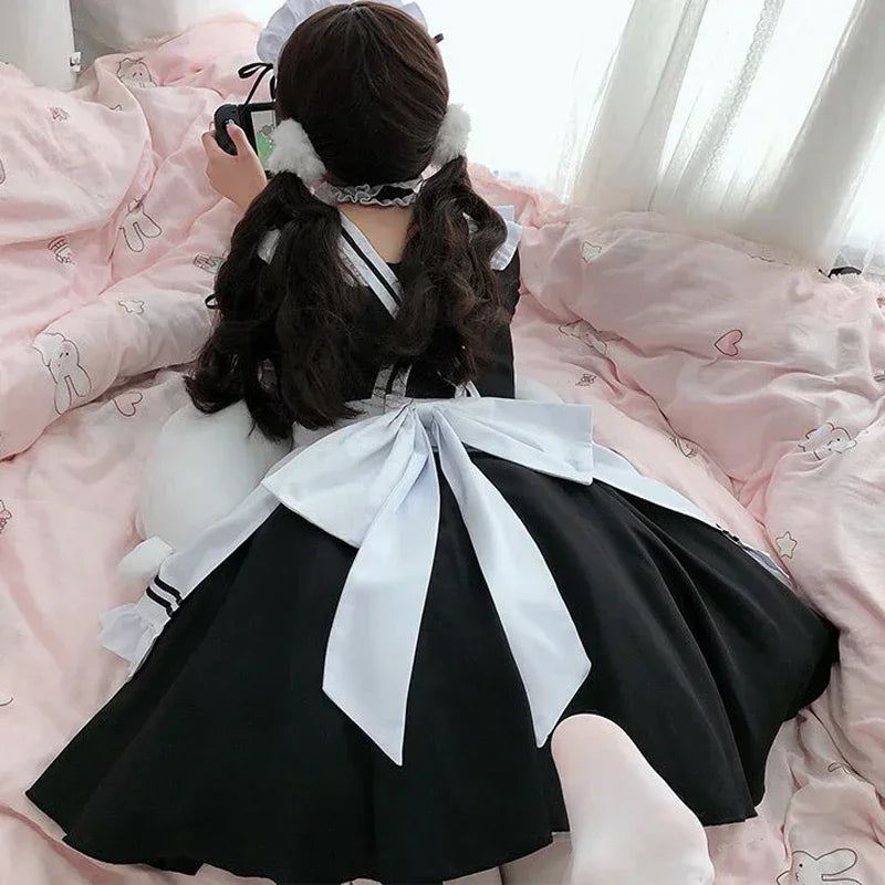 Black Pink Lolita Maid Costumes Cute Girls Women Lovely Maid Cosplay Costume Animation Show Japanese Outfit Dress Clothes S-5XL